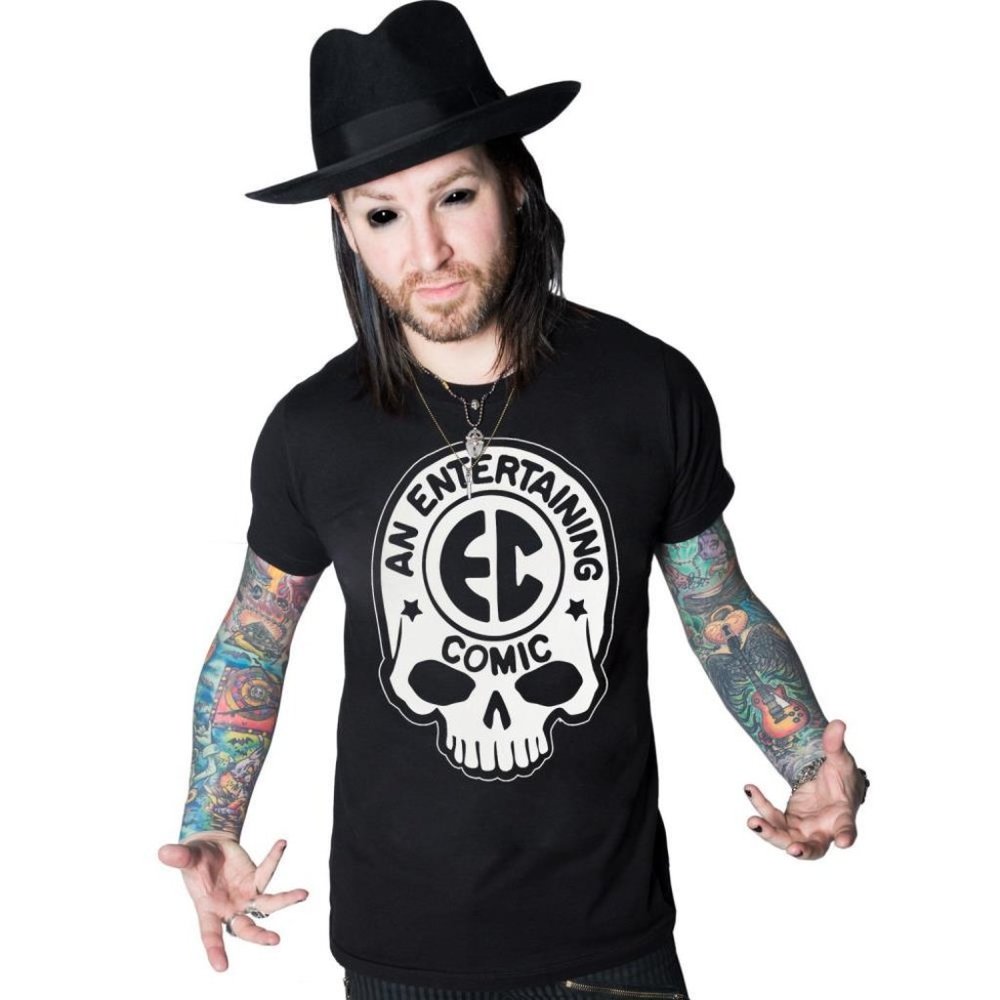 EC Comics Skull Logo White Tshirt Goth Fashion